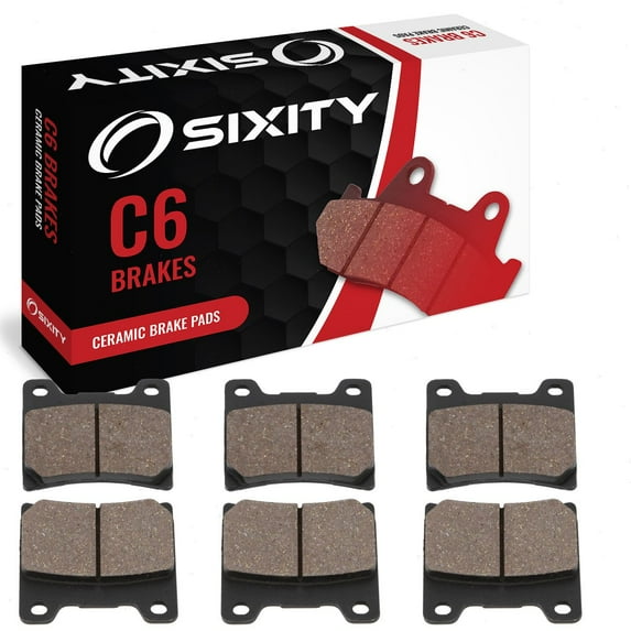 Sixity C6 Front Rear Ceramic Brake Pads compatible with Yamaha VMX1200 V-Max N NC S SC U UC W WC A AC B BC D DC 1988-1992 Complete Set