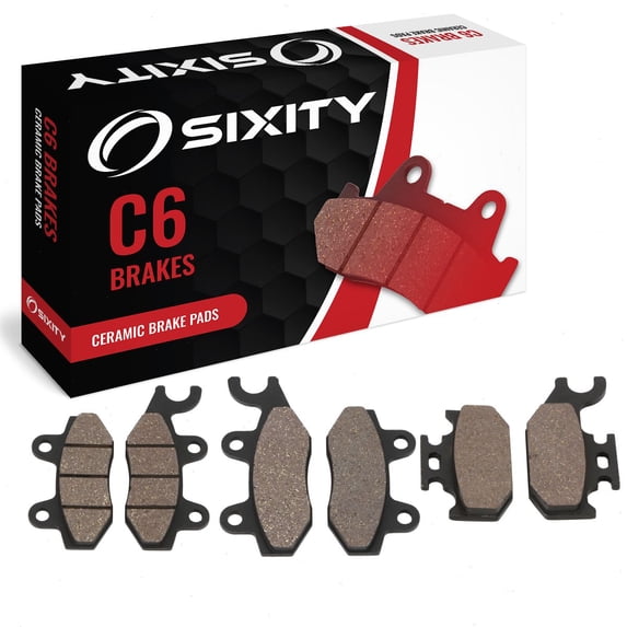 Sixity C6 Front Rear Ceramic Brake Pads compatible with Yamaha YXR45F Rhino 450 Special Edition 2007-2008 Complete Set