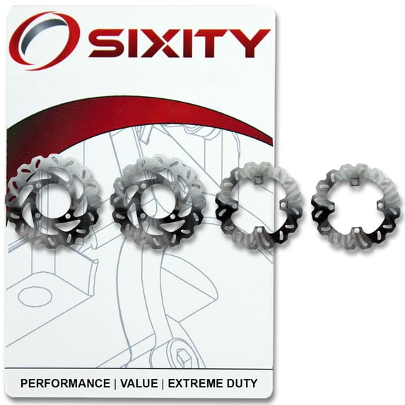 Sixity Front Rear Rotor compatible with Yamaha YXR700F Rhino 700 FI Special Edition 2009 Complete Set