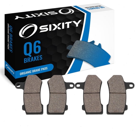 Sixity Q6 Front Organic Brake Pads compatible with Harley Davidson FLHT Electra Glide Standard 2008-2009 Complete Set