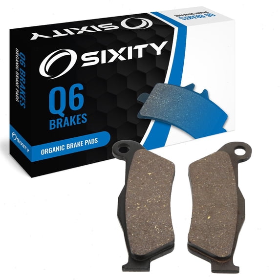 Sixity Q6 Front Organic Brake Pads compatible with Husaberg FE501 Fixing Pin At End Of Brake Pad 1995-1999 Complete Set