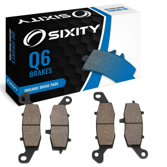 Sixity Q6 Front Organic Brake Pads compatible with Kawasaki EX650 Ninja 650R A6F A7F A8F C9F CAF 2006-2010 Complete Set