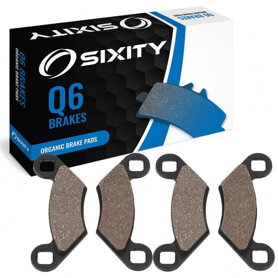 Sixity Q6 Front Organic Brake Pads compatible with Polaris Trail Boss 250 2x4 1990 Complete Set