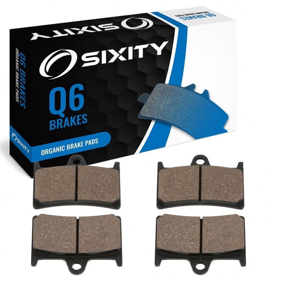Sixity Q6 Front Organic Brake Pads compatible with Yamaha XV1700ATS Road Star Silverado S XV17ATSA 9 Spoke Cast Wheels ATSB 2011-2014 Complete Set