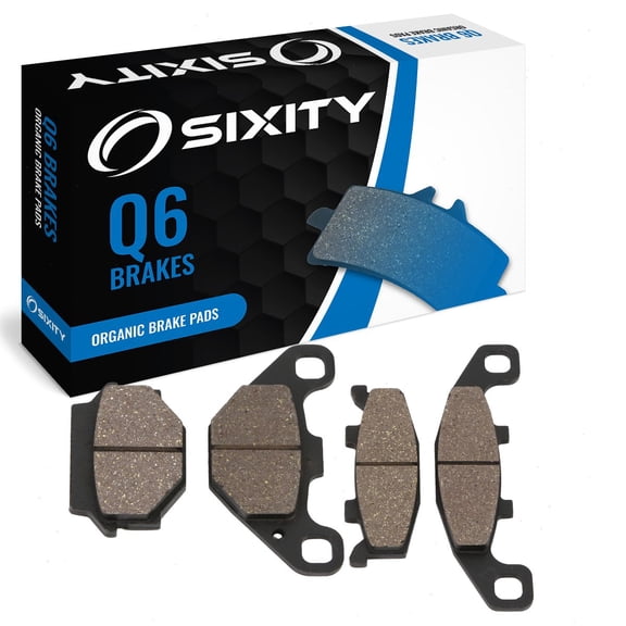 Sixity Q6 Front Rear Organic Brake Pads compatible with Kawasaki EX500 Ninja 500R D1 D2 D3 D4 D5 D6 D7 D8 D9 D10 D11 D12 D6F D7F D8F D9F EBC Floating Conversion 1997-2009 Complete Set