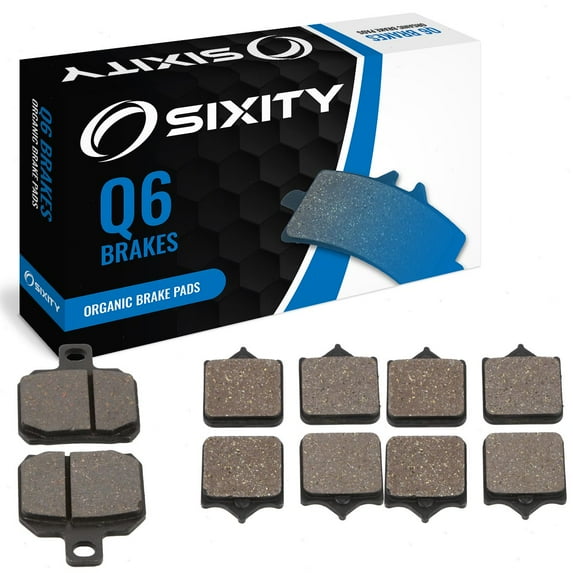 Sixity Q6 Front Rear Organic Brake Pads compatible with Aprilia Tuono 1000 R Factory RSV Radial Caliper 2004-2005 Complete Set