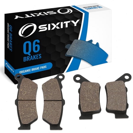 Sixity Q6 Front Rear Organic Brake Pads compatible with BMW F 650 CS Scarver K14 0177 0187 Belt Drive 17in Cast Wheel 2004-2007 Complete Set