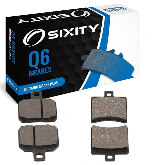 Sixity Q6 Front Rear Organic Brake Pads compatible with CPI GTR 125 1 Pin Front Caliper 2005-2009 Complete Set