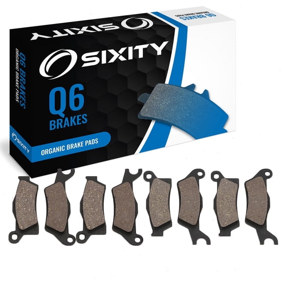 Sixity Q6 Front + Rear Organic Brake Pads compatible with Can-Am Renegade 1000 2012-2014 Complete Set