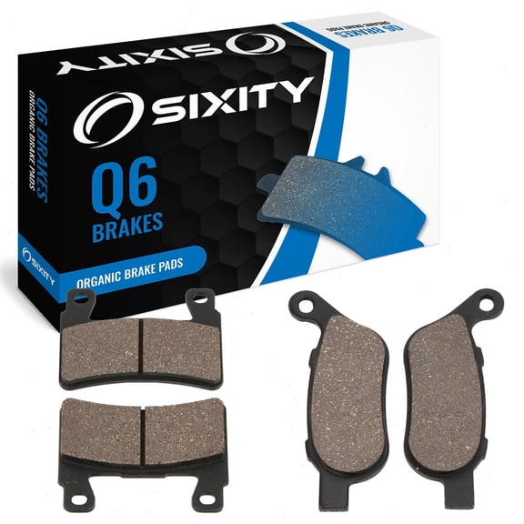 Sixity Q6 Front Rear Organic Brake Pads compatible with Harley Davidson FLS Softail Slim 2015 Complete Set
