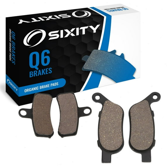 Sixity Q6 Front Rear Organic Brake Pads compatible with Harley Davidson FLSTN Softail Deluxe Spoke wheel 2012-2014 Complete Set