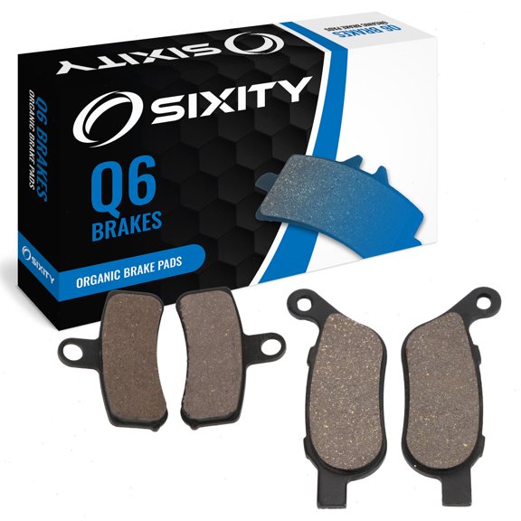 Sixity Q6 Front Rear Organic Brake Pads compatible with Harley Davidson FXCWC Rocker C Cast Wheel 2008-2011 Complete Set