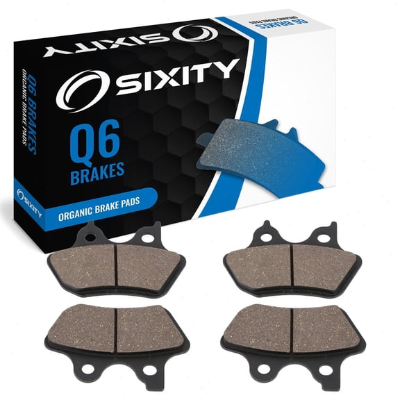 Sixity Q6 Front Rear Organic Brake Pads compatible with Harley Davidson XLH883 XLH883r Sportster Flat Track 2000-2003 Complete Set