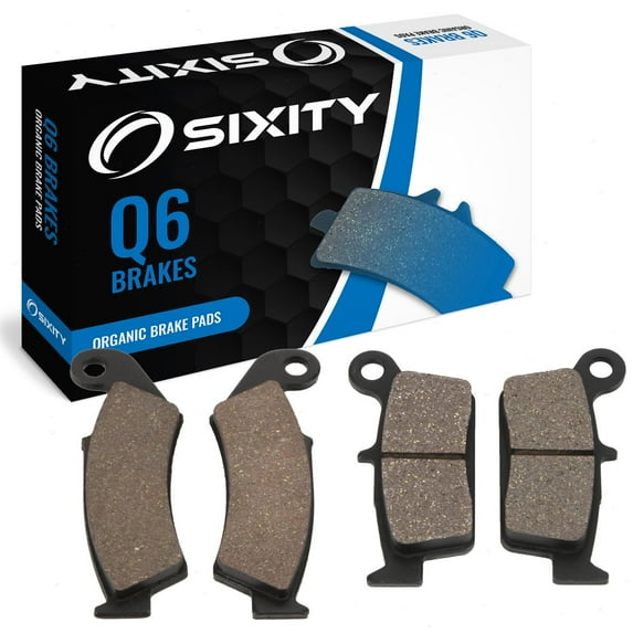 Sixity Q6 Front Rear Organic Brake Pads compatible with Honda CR250R 1990-1991 Complete Set