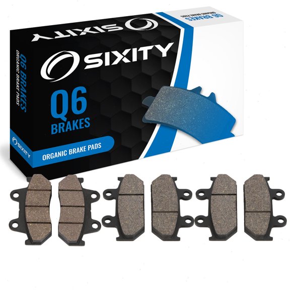 Sixity Q6 Front Rear Organic Brake Pads compatible with Honda GL1500I Gold Wing Interstate 1992-1996 Complete Set