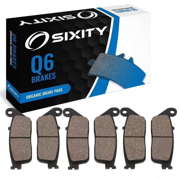 Sixity Q6 Front Rear Organic Brake Pads compatible with Honda VFR750F Interceptor 1994-1997 Complete Set