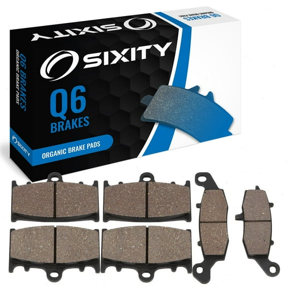 Sixity Q6 Front Rear Organic Brake Pads compatible with Kawasaki VN2000F Vulcan 2000 Classic LT F6F F7F J8F J9F JAF 2006-2010 Complete Set