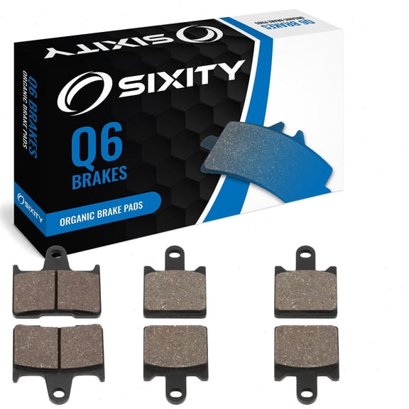 Sixity Q6 Front Rear Organic Brake Pads compatible with Kawasaki ZG1400 Concours 14 B8F B9F DAF Non-ABS 2008-2010 Complete Set