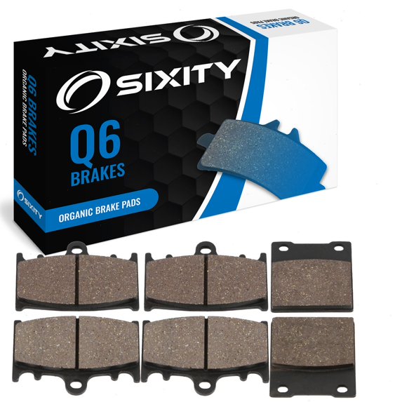Sixity Q6 Front Rear Organic Brake Pads compatible with Kawasaki ZX750 Ninja ZX-7 J1 J2 L1 L2 L2 1991-1995 Complete Set