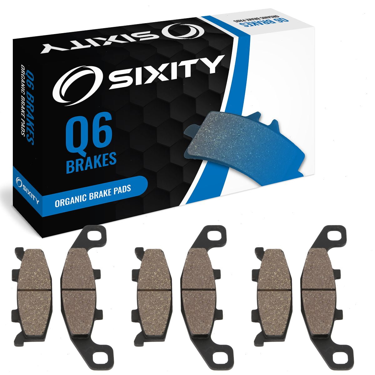 Sixity Q6 Front Rear Organic Brake Pads compatible with Kawasaki