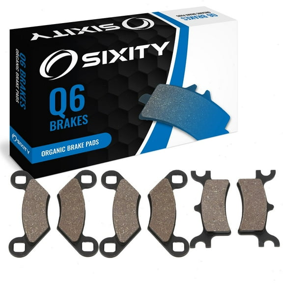Sixity Q6 Front Rear Organic Brake Pads compatible with Polaris Sportsman 450 2006 Complete Set