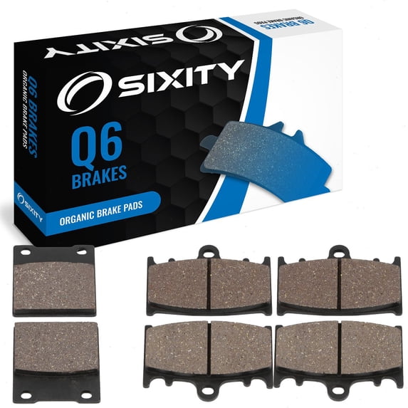 Sixity Q6 Front Rear Organic Brake Pads compatible with Suzuki GSX-R750 Y K1 K2 K3 2000-2003 Complete Set