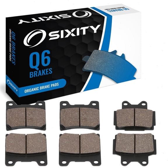 Sixity Q6 Front Rear Organic Brake Pads compatible with Yamaha FZ600 S SC T TC U UC 1986-1988 Complete Set