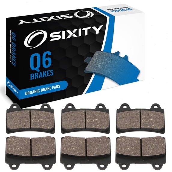 Sixity Q6 Front Rear Organic Brake Pads compatible with Yamaha XVZ1300AL Royal Star Boulevard 1999-2001 Complete Set