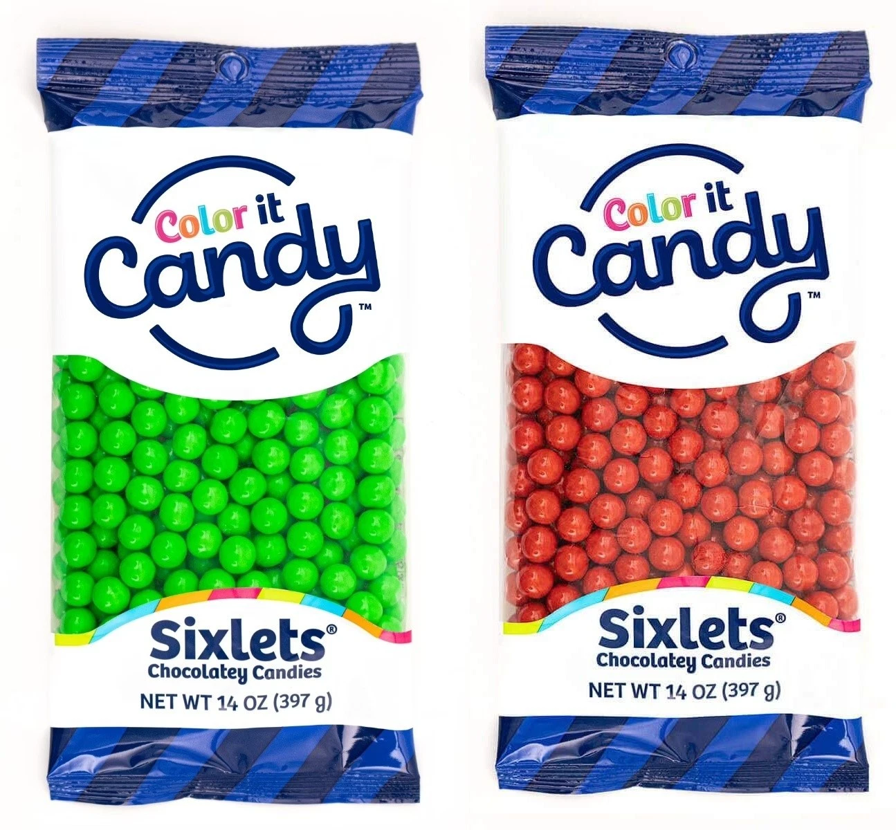 Sixlets Holiday Candy Chocolate Green Red Coloring Candies Xmas Sweets Decorating 14oz Each 2Pack