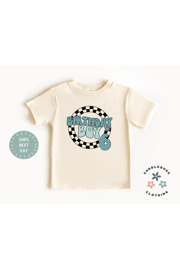 Sixth Birthday Boy Toddler Shirt - Six Retro Birthday Boy Tee - 6 Year Old Boy - Grandson Gift - Boy Birthday - Kids Natural Tee, New Born, Baby Shower Gift, New Parents Gift