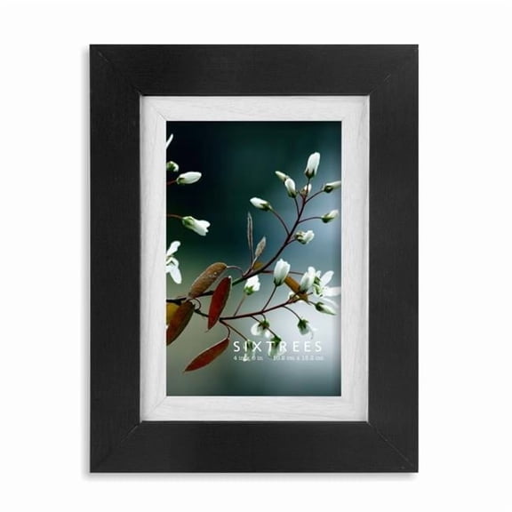 Sixtrees WD20546 4 x 6 in. Shelby Black & White Dual Wood Picture Frame