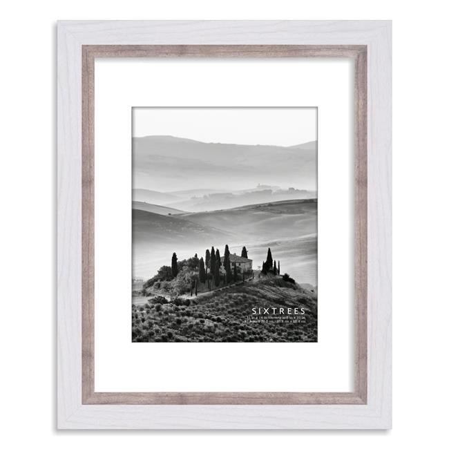 Sixtrees WD20614-80 11 x 14 in. Shelby White & Grey Picture Frame - Matted to 8 x 10 in.