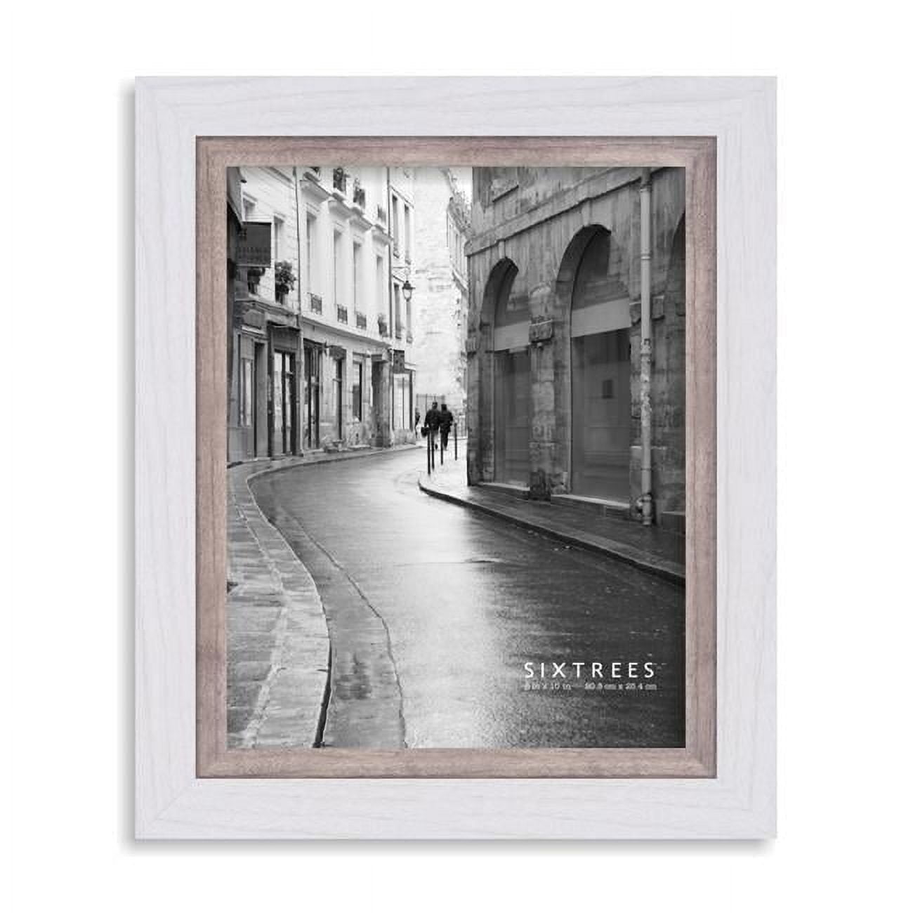 Sixtrees WD20680 8 x 10 in. Shelby White & Grey Dual Wood Picture Frame