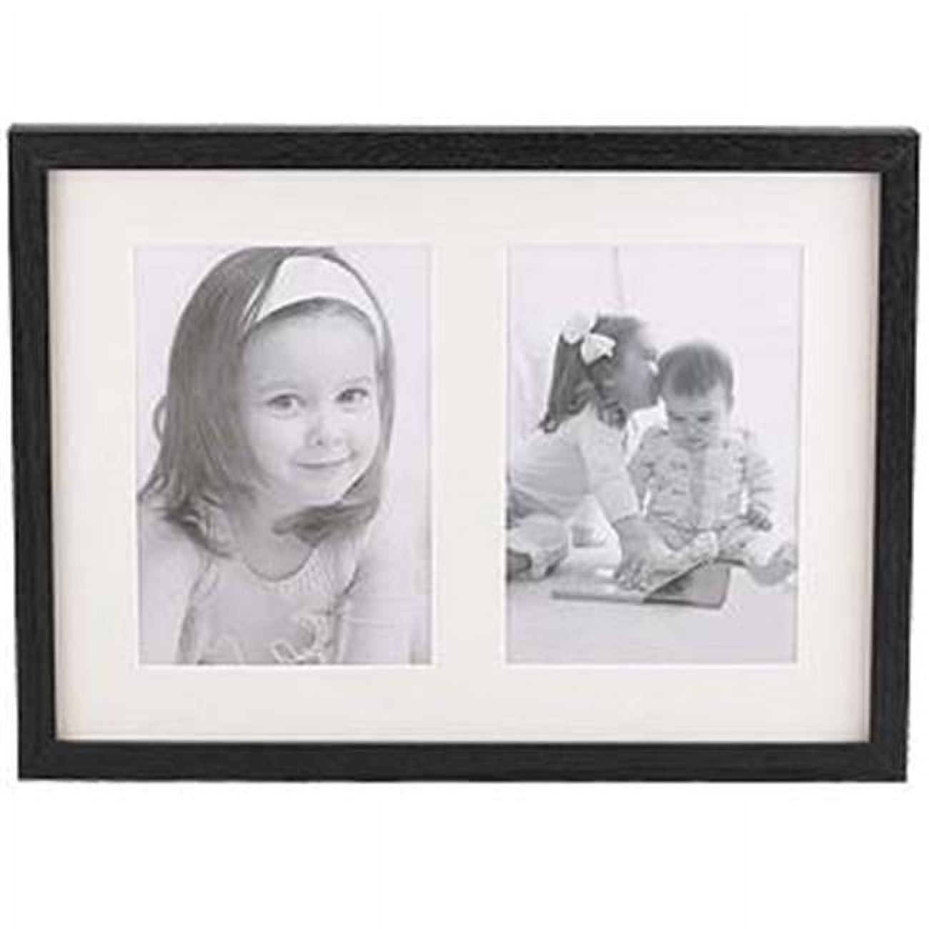 Logan Black Wood Wall Mount Picture Frame with Off-White Mat