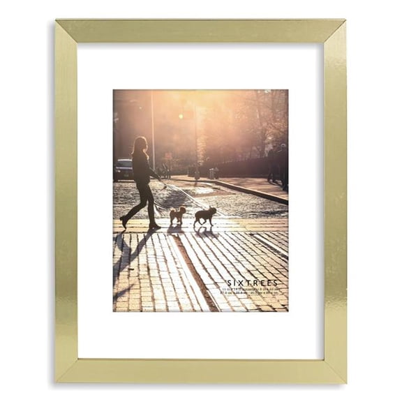 Sixtrees WD233114-80 11 x 14 in. Logan Gold Picture Frame - Matted to 8 x 10 in.