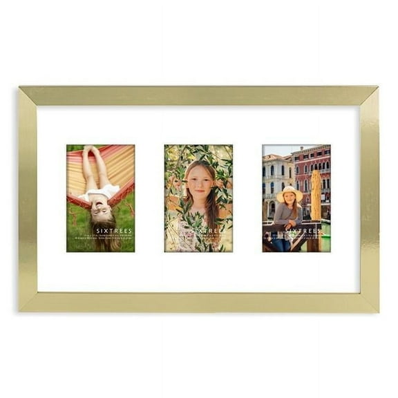 Sixtrees WD23346T 10 x 17 in. Logan Gold M2 Triple Wood Picture Frame