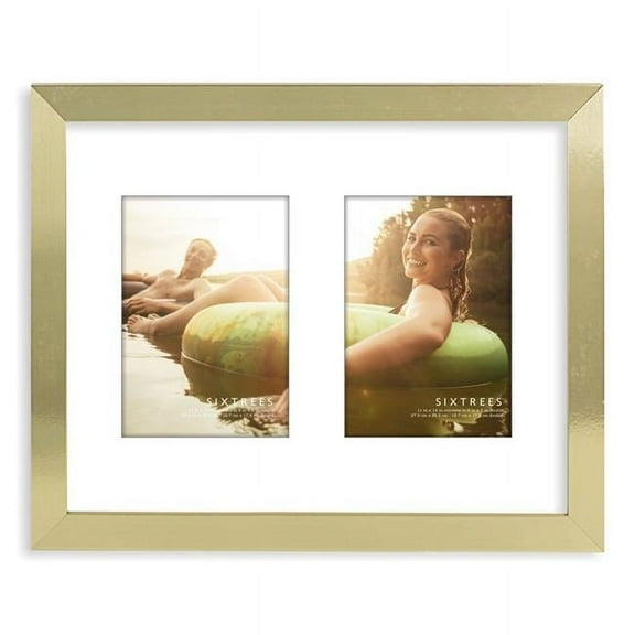 Sixtrees WD23357D 11 x 14 in. Logan Gold M2 Double Wood Picture Frame