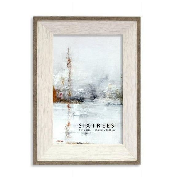 Sixtrees WD27646 4 x 6 in. Emma Grey & White Wood Picture Frame