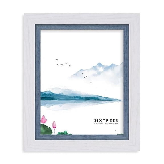 Sixtrees WD32380 8 x 10 in. Shelby White & Blue Wood Picture Frame