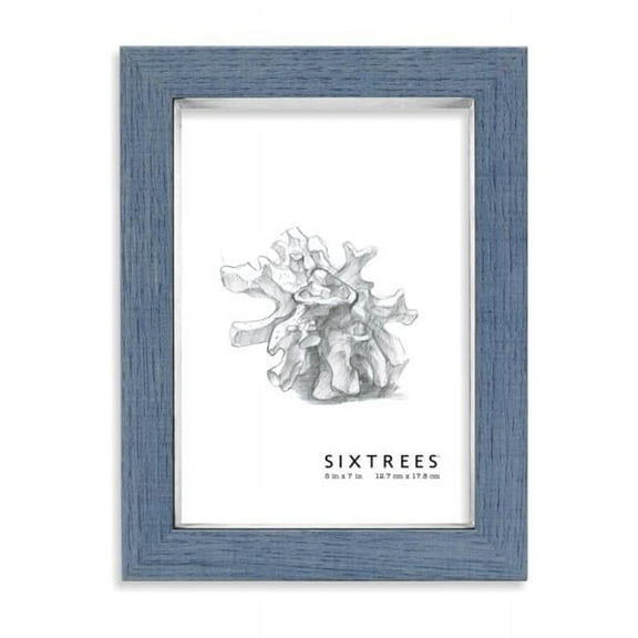 Sixtrees WD78857 5 x 7 in. Lawrence Blue & White Wood Picture Frame