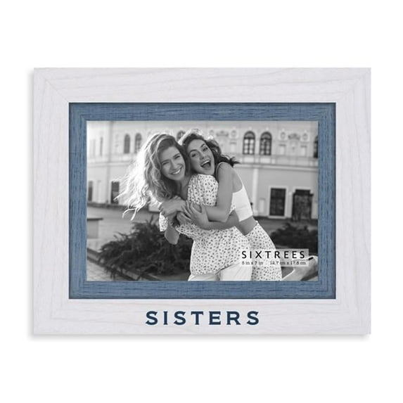Sixtrees WD95357 5 x 7 in. Sisters White & Blue Picture Frame