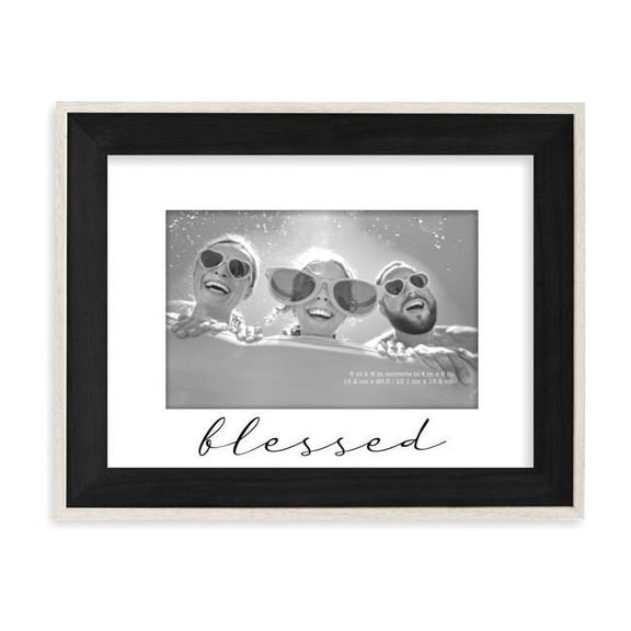 Sixtrees WD95968-46 6 x 8 in. Blessed White & Black Matted Picture Frame