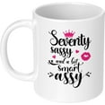 thumbnail image 1 of Sixty Sassy and a Bit Smart Assy 11 oz Funny Bday Coffee Mug Ceramic Cup 60th Birthday Christmas Gift for Grandma Mom Aunt Wife Sister Boss Lady Friend Coworker Woman 60 Years Old Gift Pink, 1 of 4