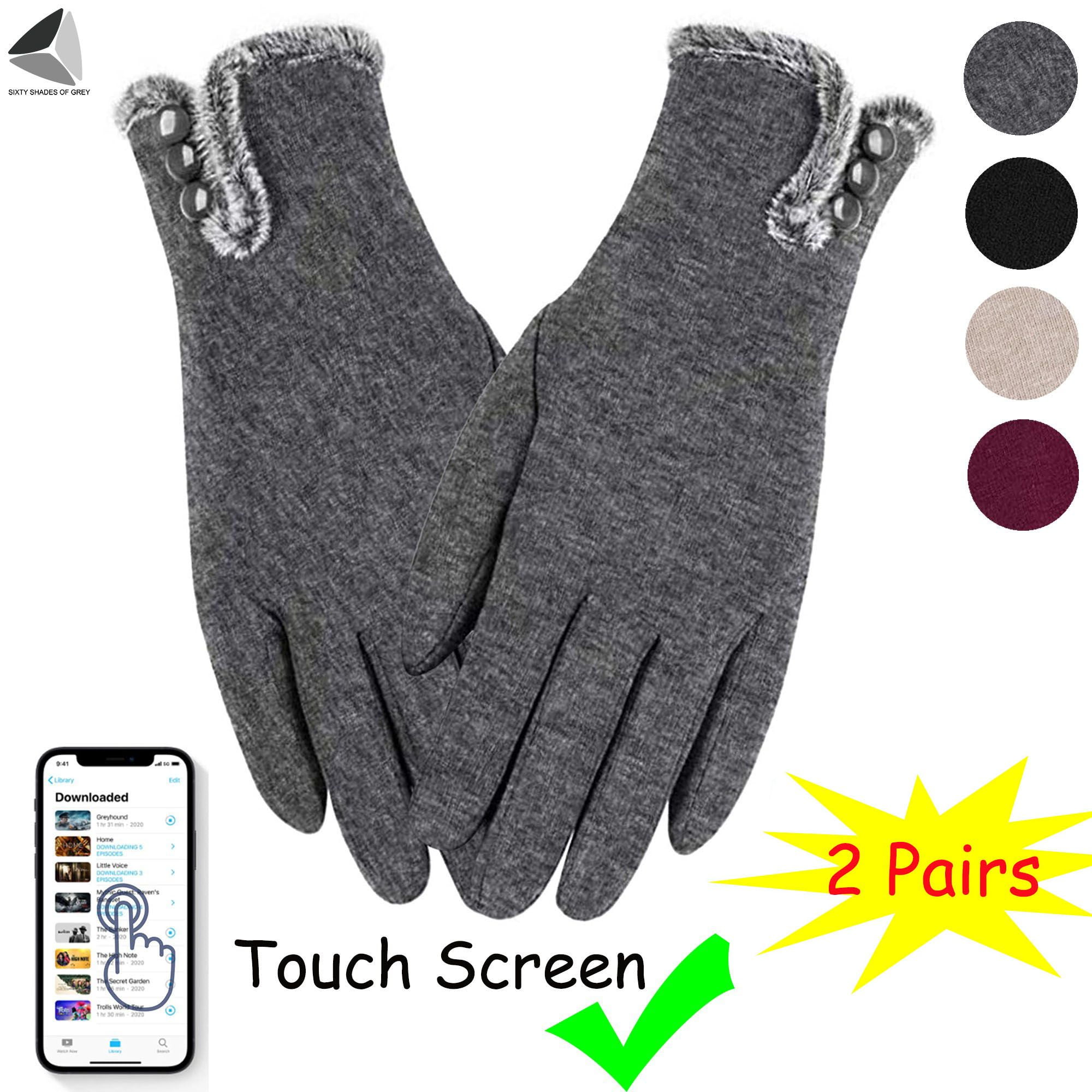 Sixtyshades 2 Pairs Women Winter Gloves Warm Touchscreen Gloves Fleece