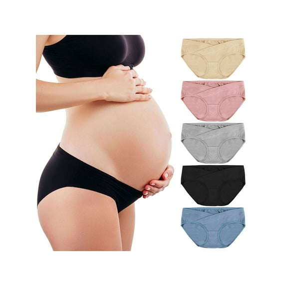 Sixtyshades 3 Pcs Womens Maternity Underwear Under Bump Cotton V-Waist Pregnancy Panties (3XL, Pink)
