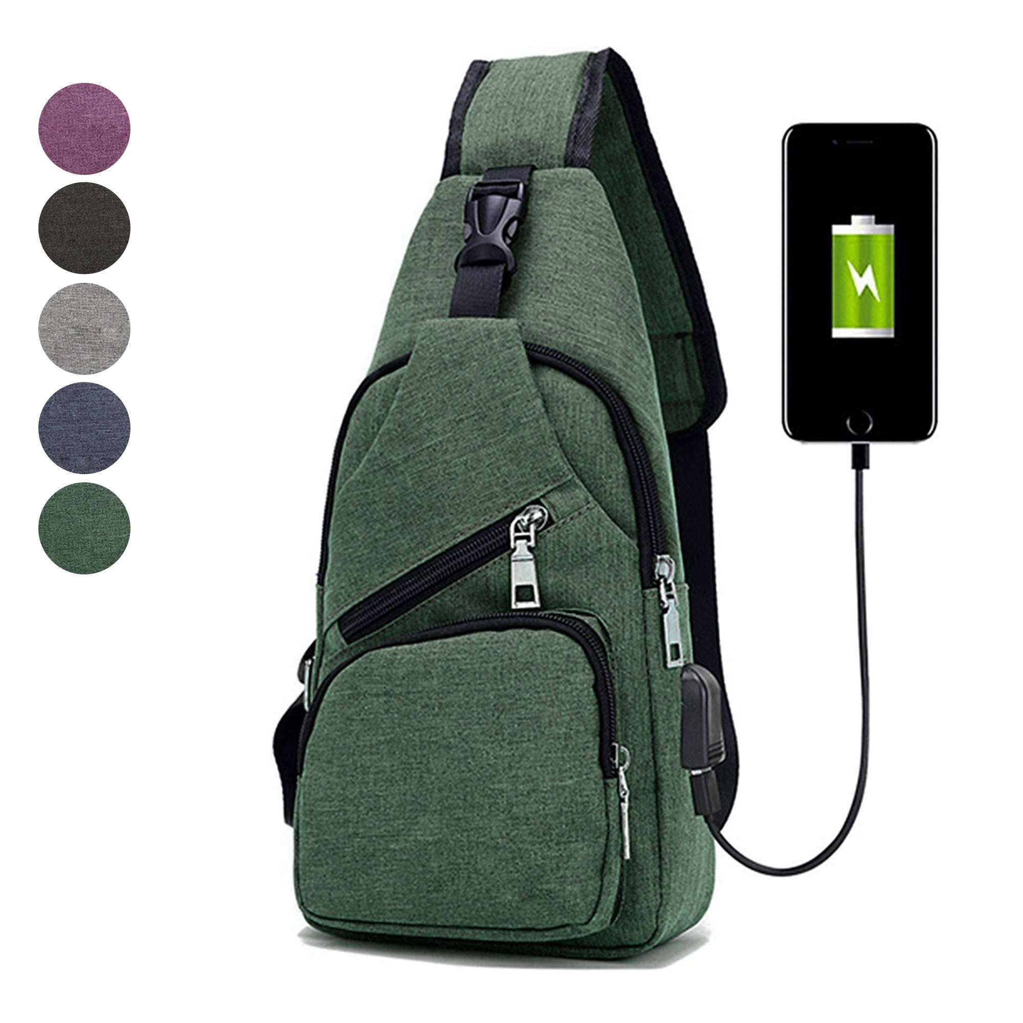 Sling Crossbody Bag Shoulder Bag for Men 9.7 iPad USB Charging Short Trip  Messenger Bags Water Repellent Crossbody Bags