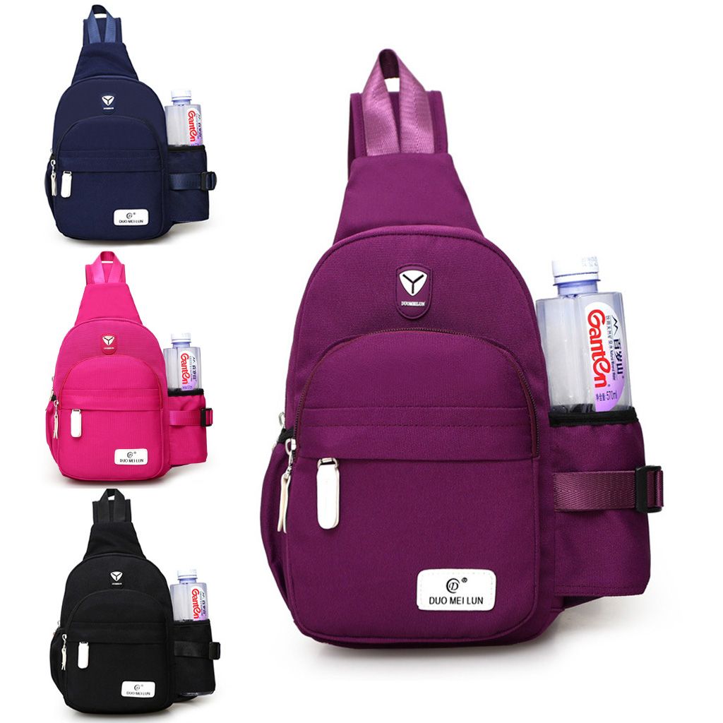 Sixtyshades Men Women Nylon Crossbody Shoulder Chest Bag Waterproof Unbalance Sling Backpack Messenger Bag for Travel Hiking (7.1"*2.75"*13.5",Purple) - image 1 of 8