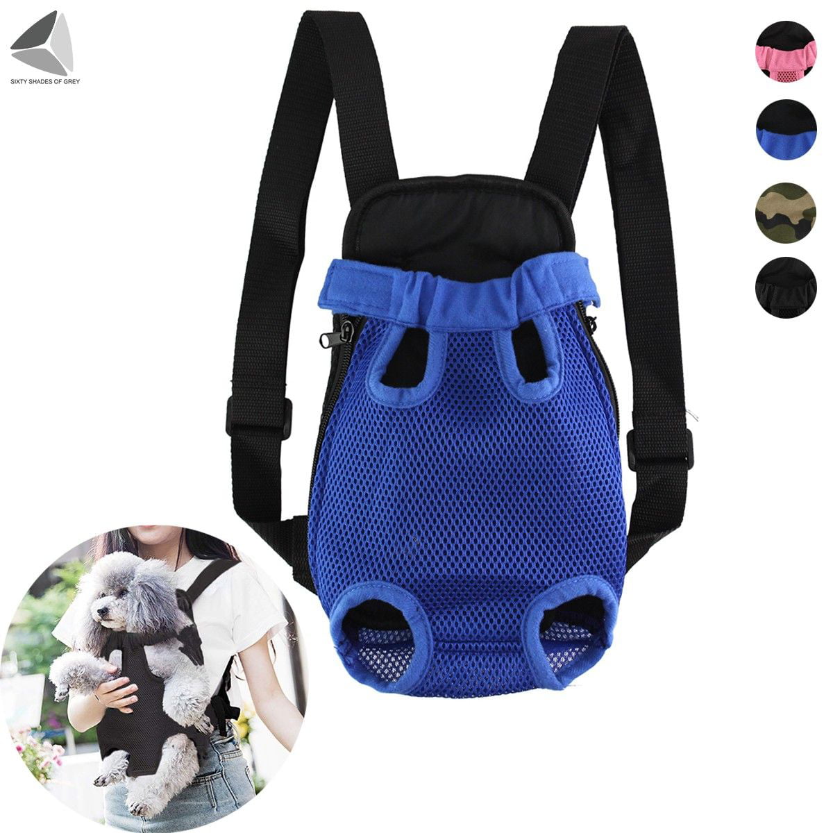 Sixtyshades Pet Dog Carrier Backpack Adjustable Puppy Travel Bag Legs