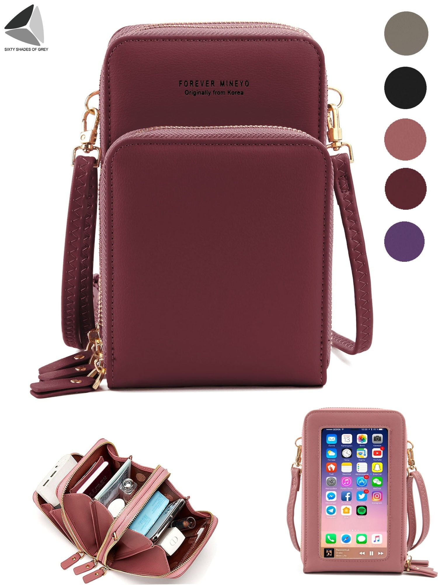 Touch Screen Cell Phone Bag, Mini Pu Leather Crossbody Bag
