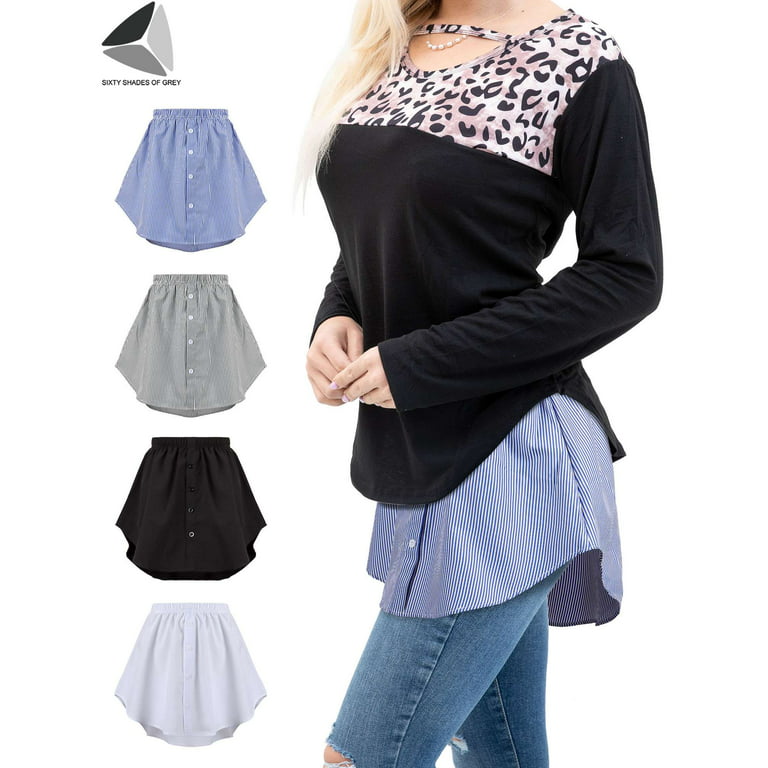 Sixtyshades Women Shirt Extender Adjustable Layering Fake Top Lower Sweep  Shirt Half Length Skirt 
